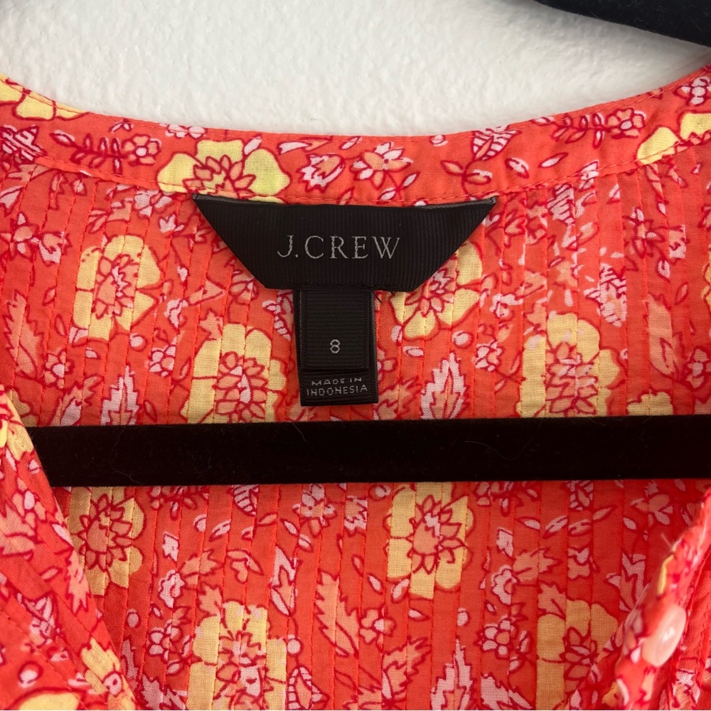 J. Crew Red/Orange Floral Blouse cotton size 8 - Picture 2 of 10